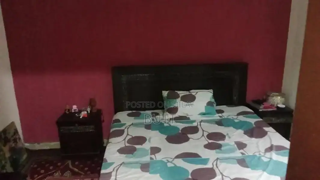 Wooden Double Bedroom Set with Mattress, Tables, Mirror, and Cabinet