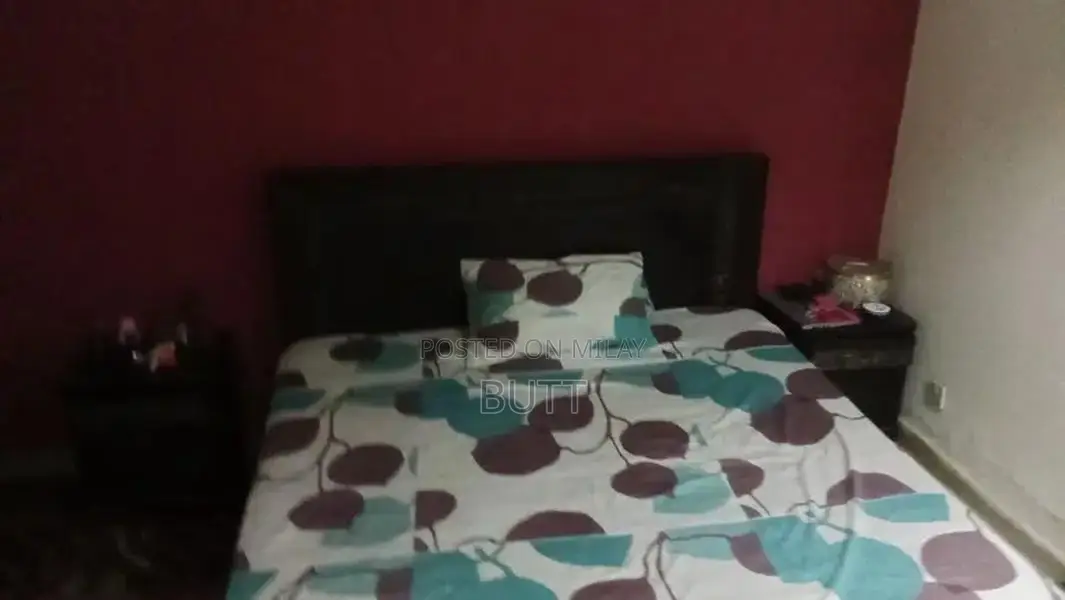 Wooden Double Bedroom Set with Mattress, Tables, Mirror, and Cabinet