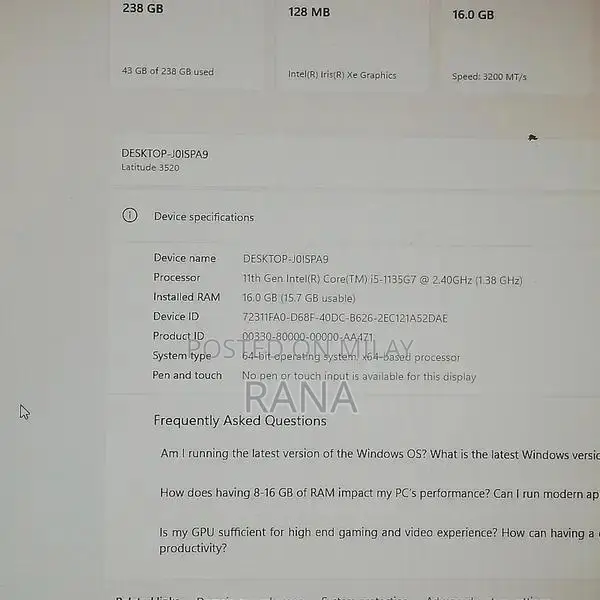 Dell Laptop i5 11th Gen Ultra HD 15-inch Notebook