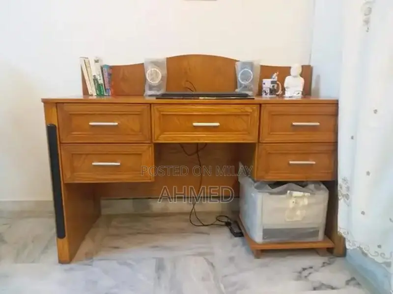 Solid Sheesham Wood Office Desk with 6 Storage Drawers