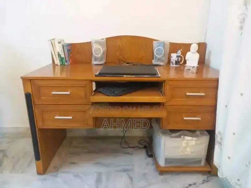 Solid Sheesham Wood Office Desk with 6 Storage Drawers
