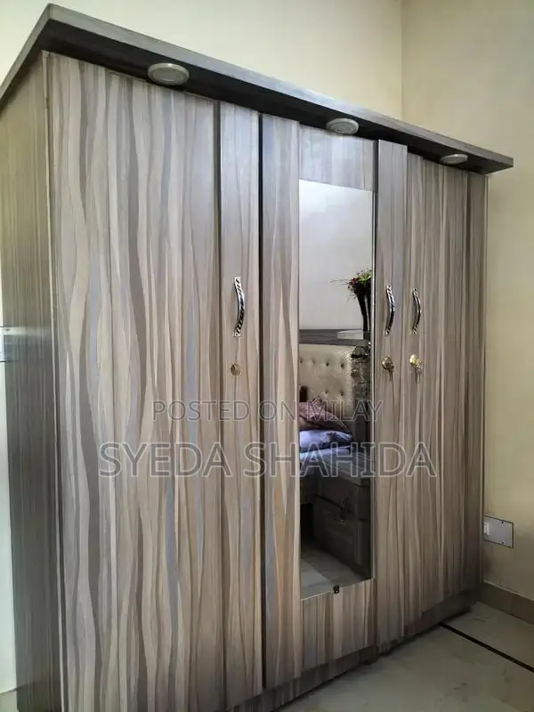 Modern Double Bed Set with Almirah Wardrobe Storage Solution
