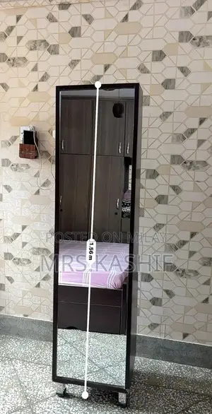 Photo - 2-in-1 Elegance: Dark Wood Full-Length Mirror Jewelry Armoire