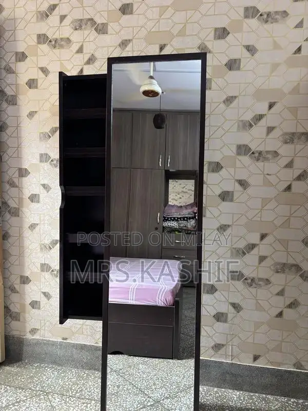 2-in-1 Elegance: Dark Wood Full-Length Mirror Jewelry Armoire