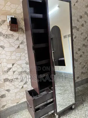 2-in-1 Elegance: Dark Wood Full-Length Mirror Jewelry Armoire