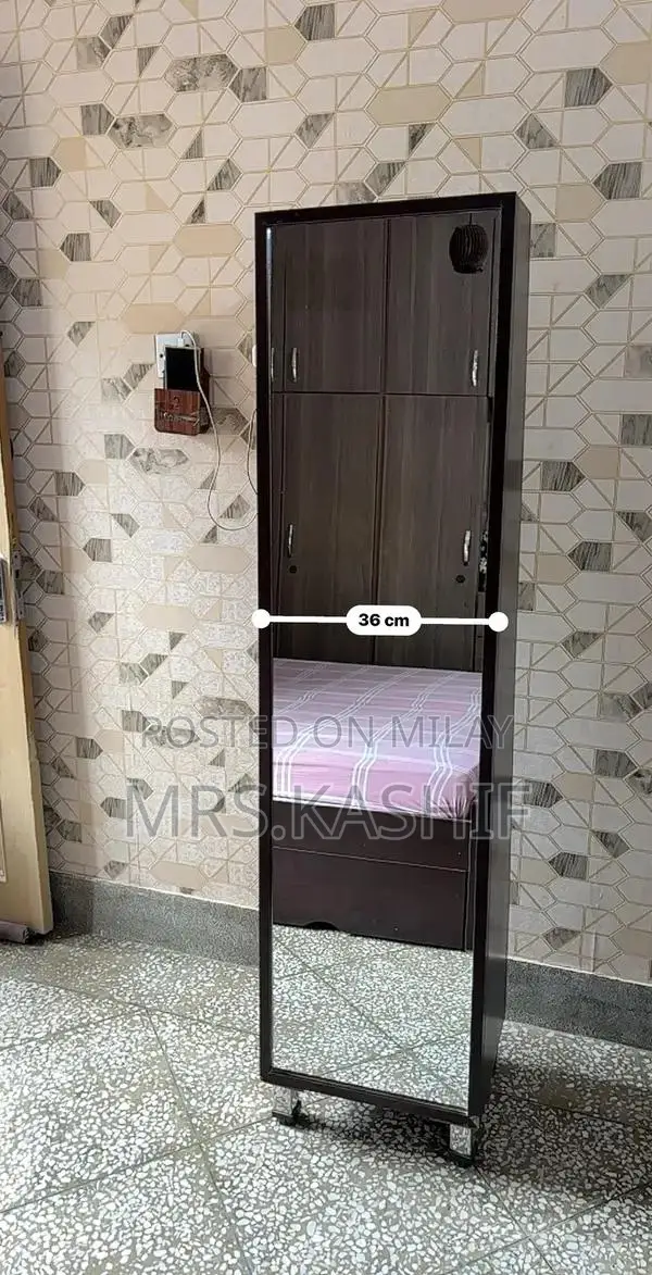 2-in-1 Elegance: Dark Wood Full-Length Mirror Jewelry Armoire