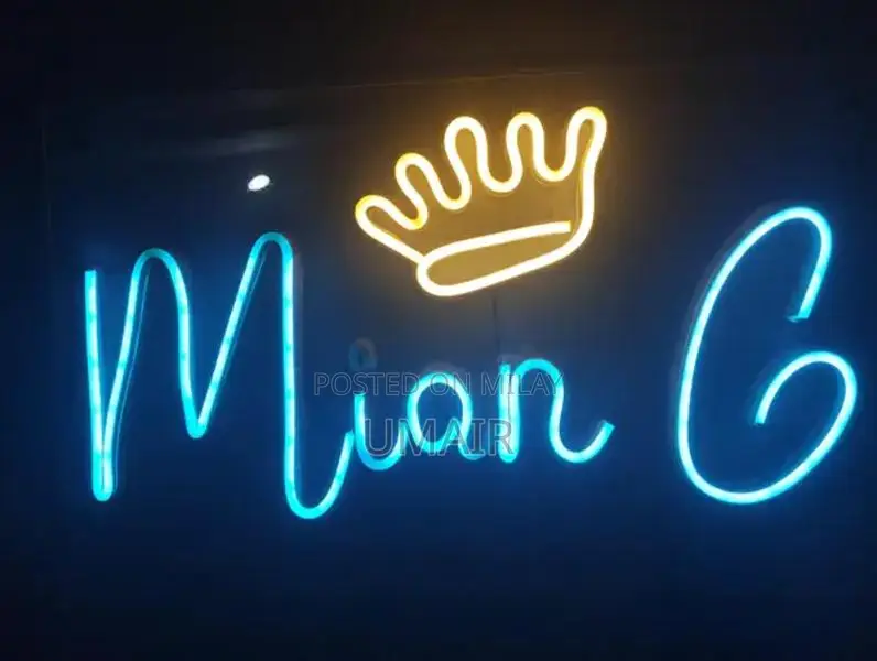 Custom Neon Light Acrylic 3D Sign with Crown Design