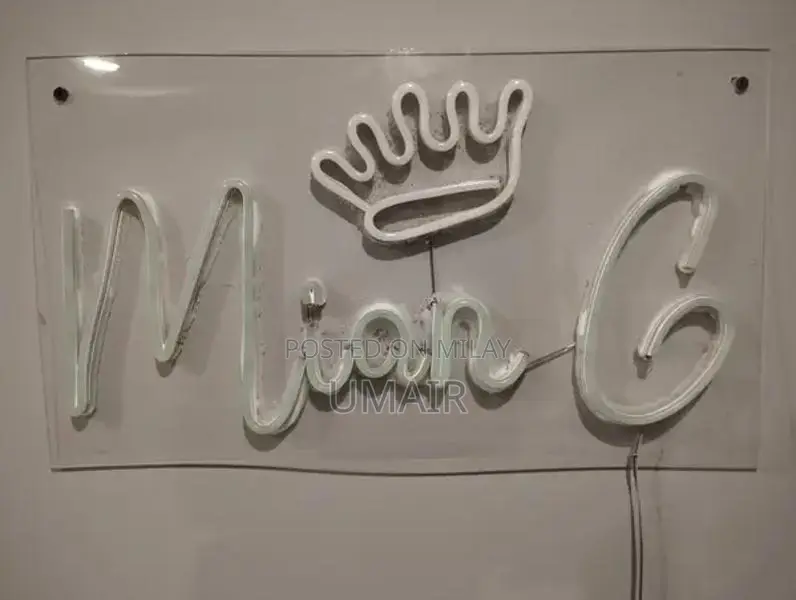 Custom Neon Light Acrylic 3D Sign with Crown Design