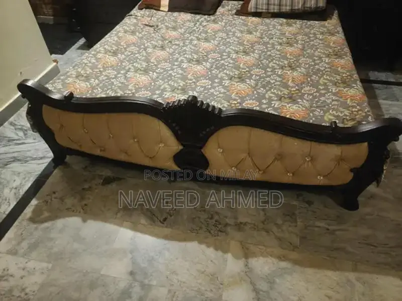 Modern Double Bed with Side Table and Dressing Set