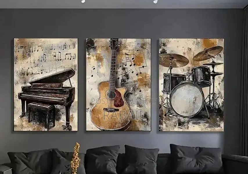 Hand-Crafted Decorative Painting - Unique 3-Panel Artwork