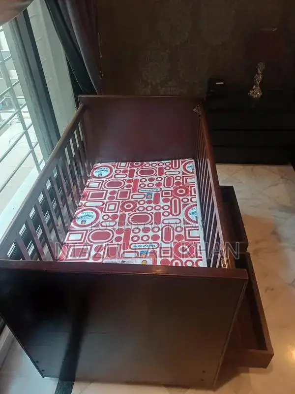 Teak Wood Baby Cot - Sturdy Traditional Infant Sleeping Solution