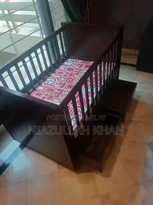 Teak Wood Baby Cot - Sturdy Traditional Infant Sleeping Solution