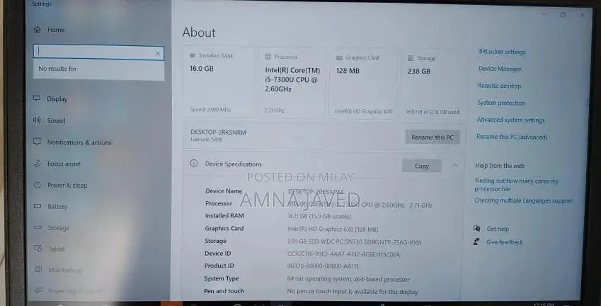 Dell Core i5 Laptop with 16GB RAM and SSD