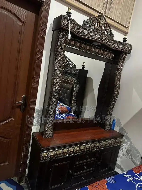Vintage Wooden Dressing Table with Mirror and Storage Drawers