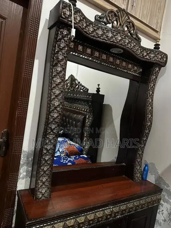 Vintage Wooden Dressing Table with Mirror and Storage Drawers