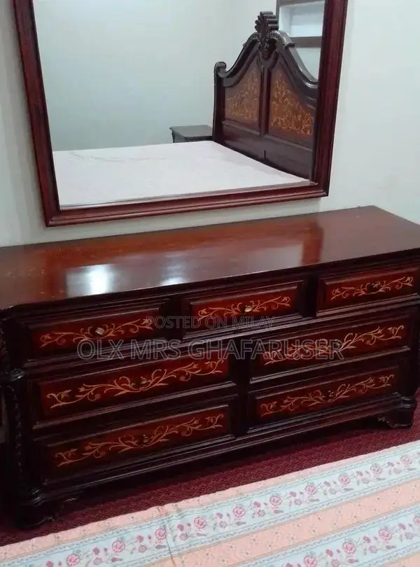 King Size Bedroom Set with Bed, Side Tables, and Dressing Table