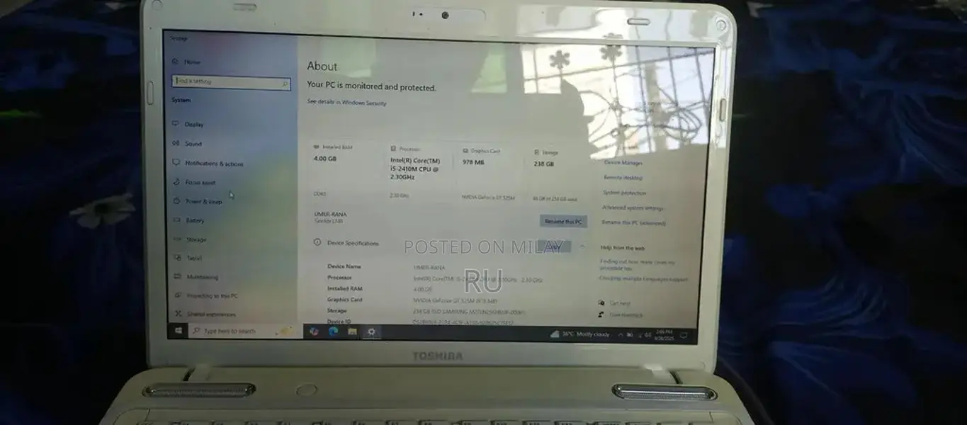 Toshiba L740 Laptop - Core i5, 256GB SSD, Windows 10