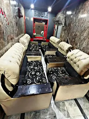 Large 9-Seater Black Wooden Sofa Set