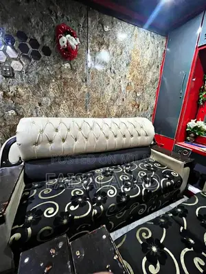 Large 9-Seater Black Wooden Sofa Set