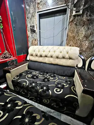 Large 9-Seater Black Wooden Sofa Set