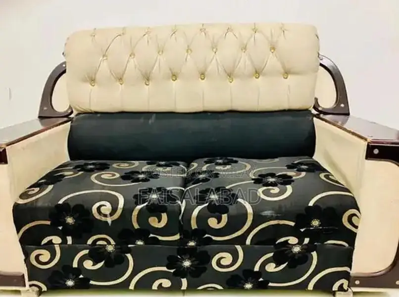 Large 9-Seater Black Wooden Sofa Set