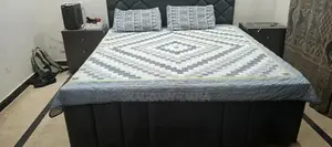 King Size Wooden Bed with Two Matching Side Tables
