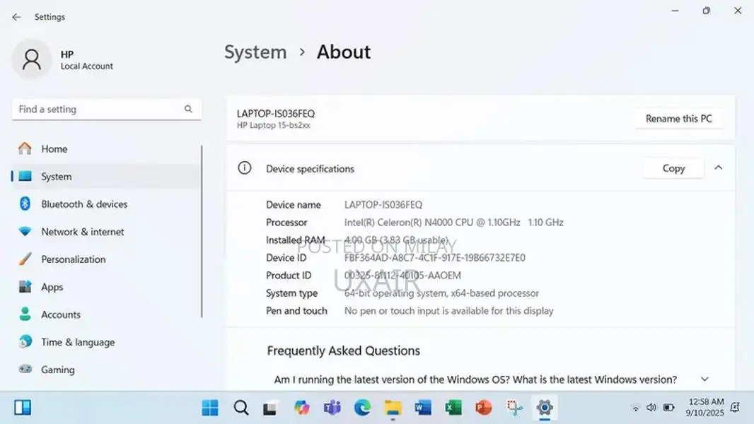 HP 15.6" Laptop with Intel Celeron Processor