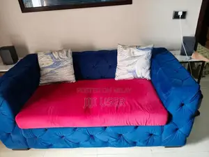 Photo - Blue 5-Seater Sofa Set with High-Quality Finishing