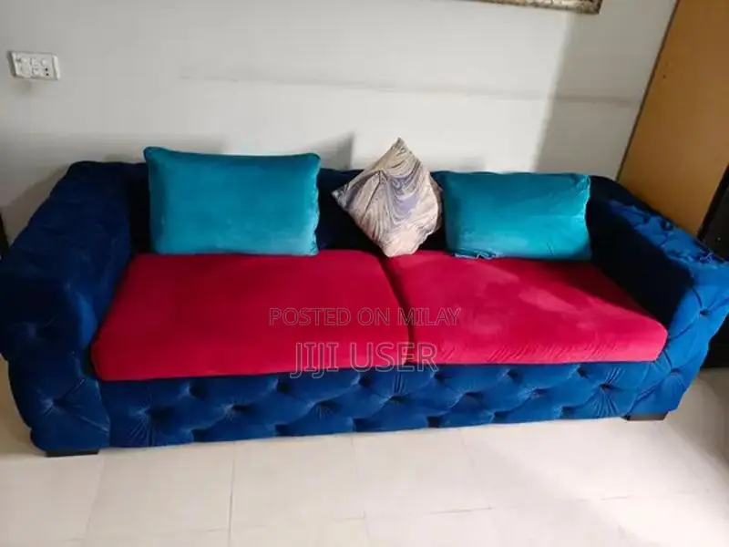 Blue 5-Seater Sofa Set with High-Quality Finishing