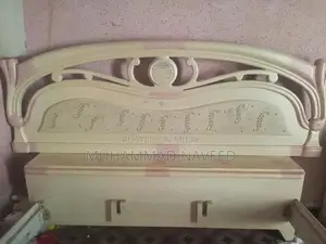 Photo - Deeco Wooden Double Bed with Matching Dressing Table Set