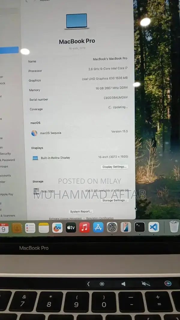 MacBook Pro 2019 - Intel Core i7, 16GB RAM, 512GB SSD