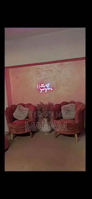 Photo - Convertible Sofa Bed with Coffee Chairs and LED Mirror