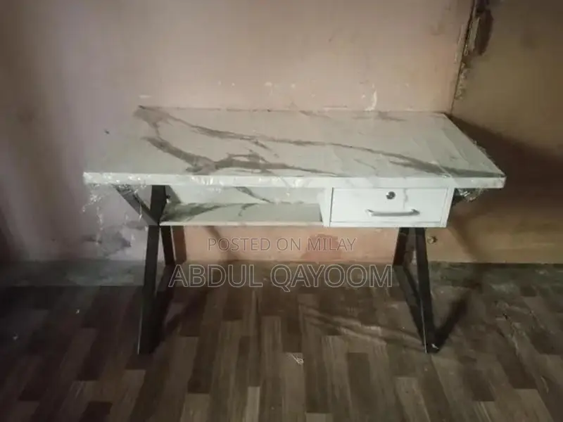 Sturdy Wood Study Table with Modern Metallic Frame