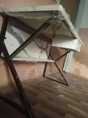 Sturdy Wood Study Table with Modern Metallic Frame