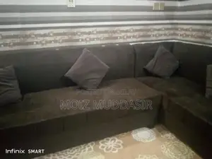 L-Shaped Dark Chocolate Brown 7-Seater Sectional Sofa with Cushions