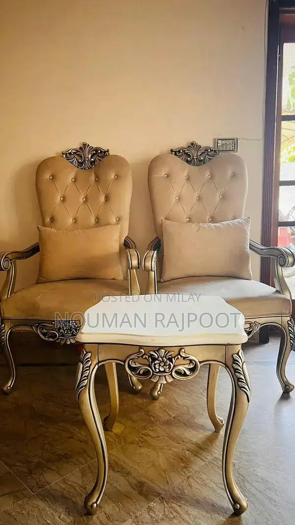 Wooden Sofa Chairs with Matching Table - Classic Living Room Set