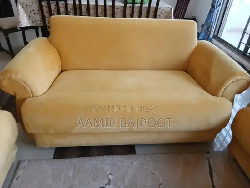 Golden 7-Seater Sofa Set with Premium Foam Cushions