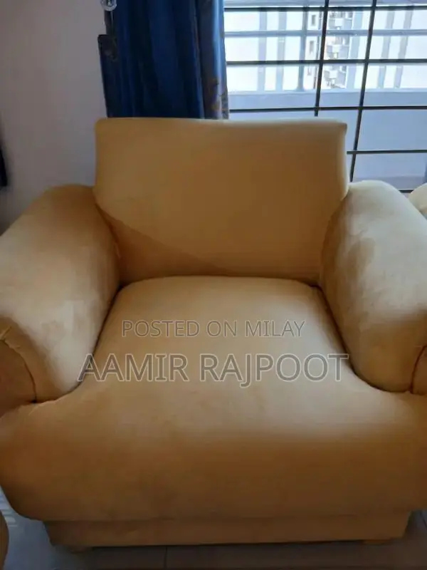 Golden 7-Seater Sofa Set with Premium Foam Cushions