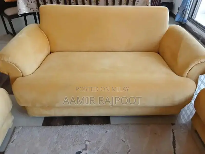 Golden 7-Seater Sofa Set with Premium Foam Cushions