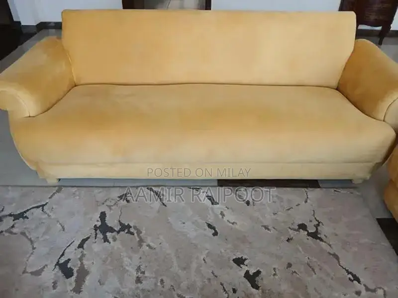 Golden 7-Seater Sofa Set with Premium Foam Cushions