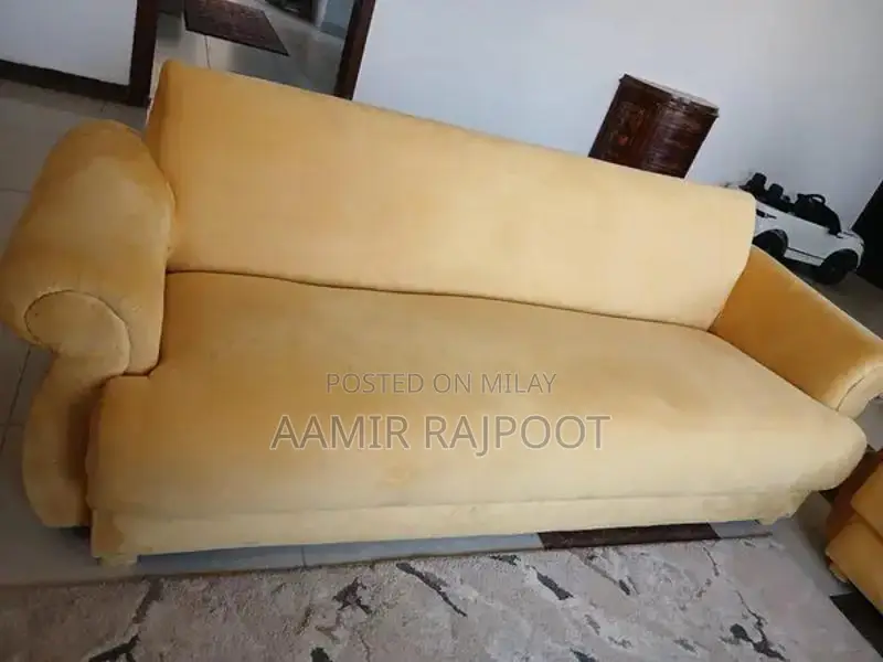 Golden 7-Seater Sofa Set with Premium Foam Cushions