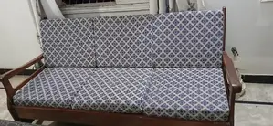 Wooden 5-Seater Living Room Sofa with Matching Centre Table