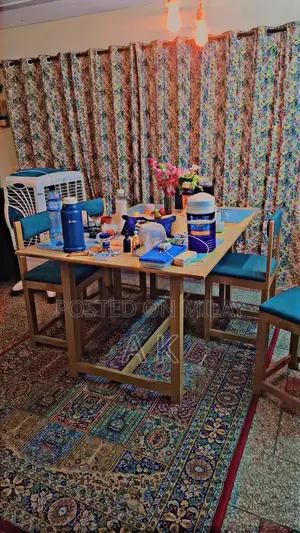 Sturdy Wooden Dining Table with 4 Matching Chairs