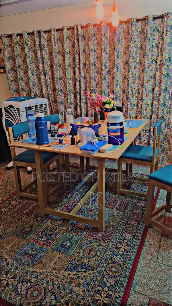 Sturdy Wooden Dining Table with 4 Matching Chairs