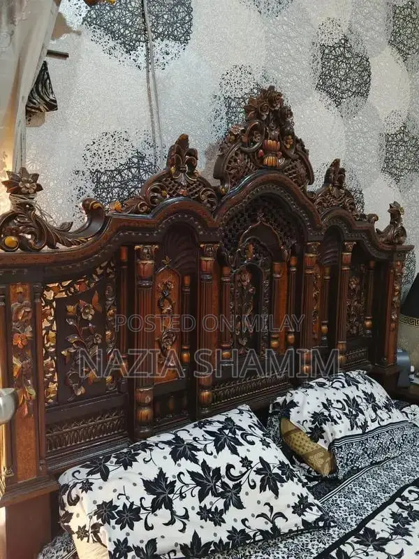 Bedroom Furniture Set: Bed, Dressing Table, and Side Table