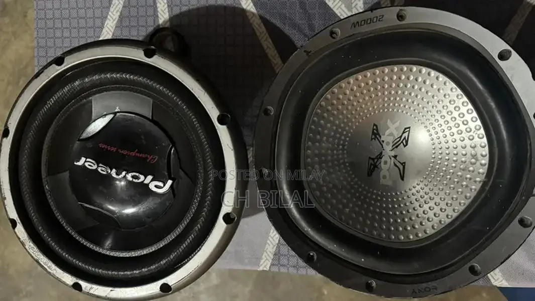 Pioneer and Sony High Power Subwoofers with Mounting Box
