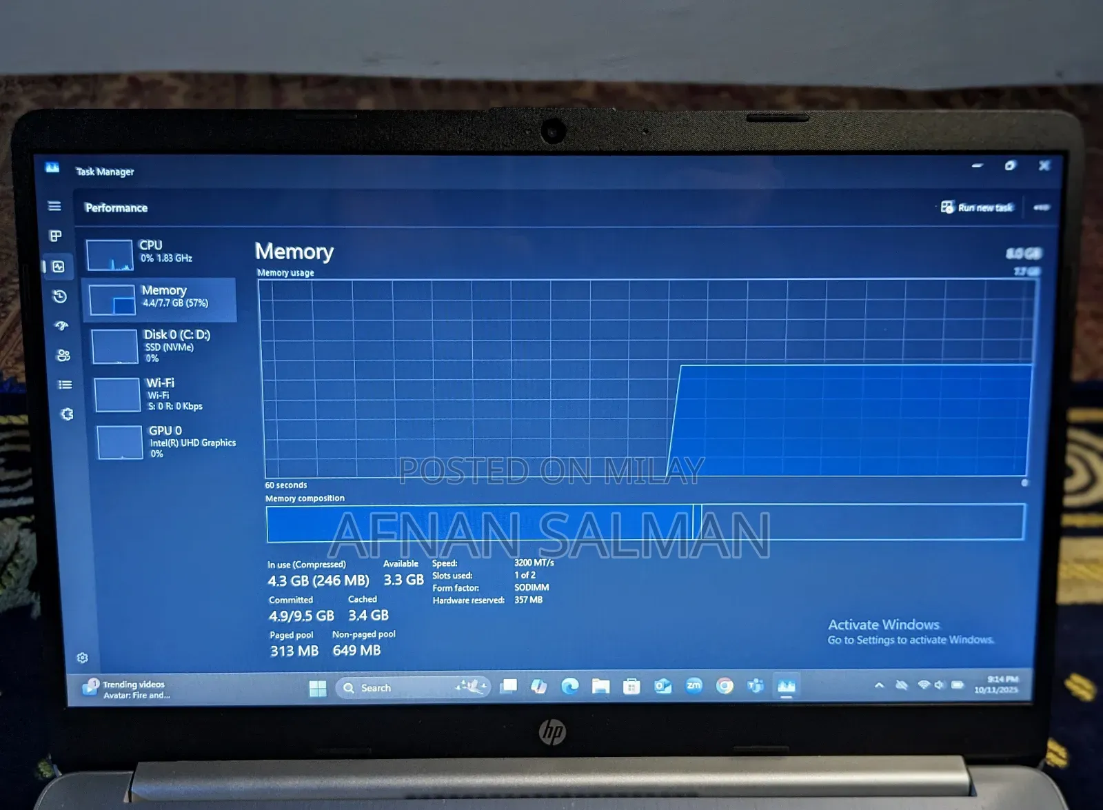 Laptop HP 8GB Intel Core I3 SSD 256GB