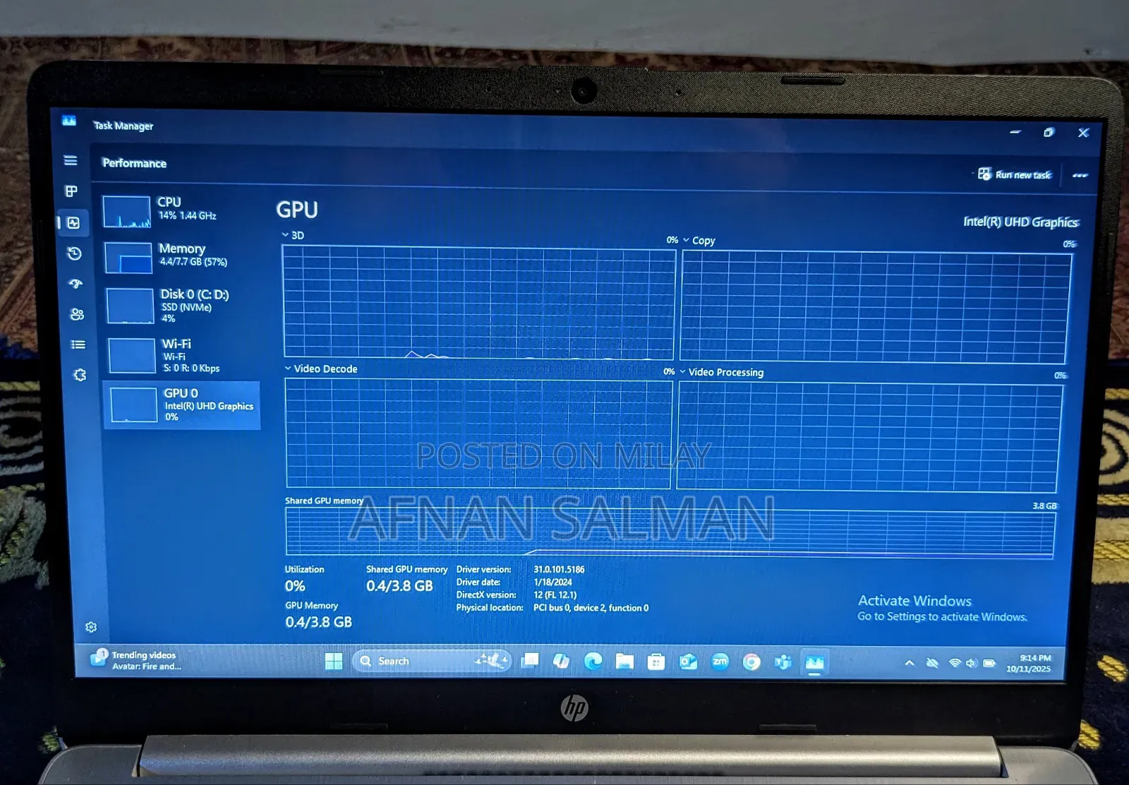 Laptop HP 8GB Intel Core I3 SSD 256GB