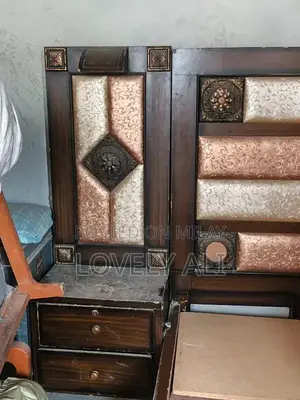 Full Size Wooden Bed and Wardrobe Set