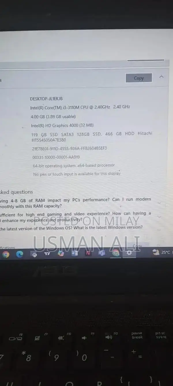 ASUS Core i3 Laptop - 4GB RAM, 128GB SSD, Multimedia Performer